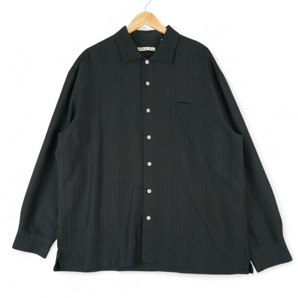 Batik Bay Shirt Mens XL Black Long Sleeve Button Front Rayon Blend - Picture 1 of 8